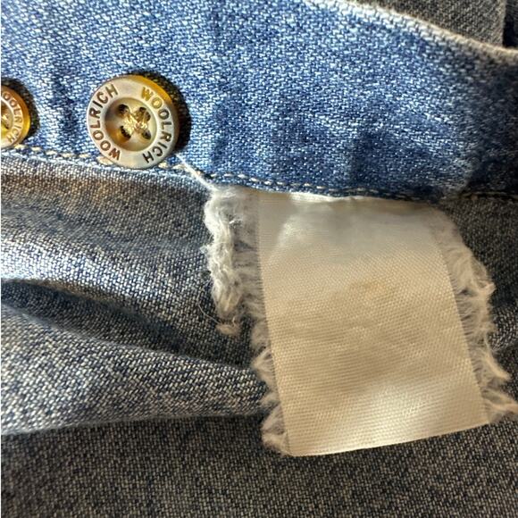 Vintage John Rich & Bros Woolrich Denim Work Shirt Tan Collar Elbow Patches * L - Picture 10 of 12